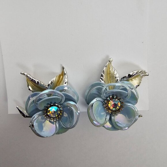 Vintage Blue Floral Brooch Set - Picture 7 of 13